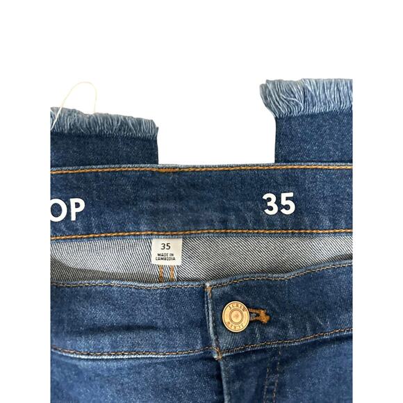 J Crew Womens Blue Demi-Boot Crop Denim Jeans Raw‎ Hem BA628 Mid-Rise Sz 35 - Picture 2 of 6